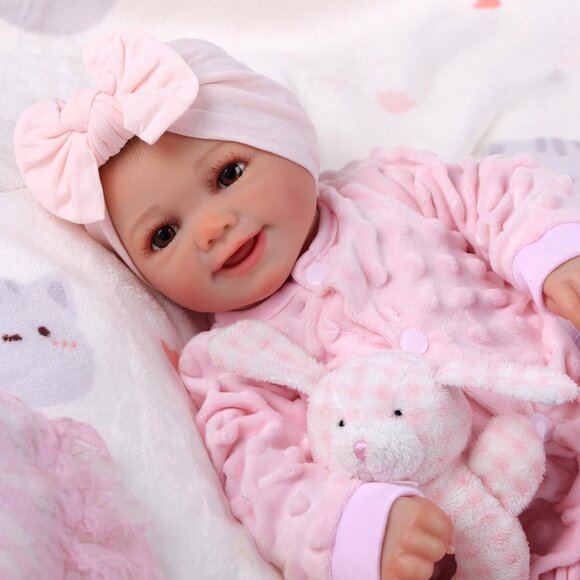 🆕17inch Soft Cloth Body Newborn Baby Poseable Limbs Sakura Baby Doll Girl - Picture 4 of 9